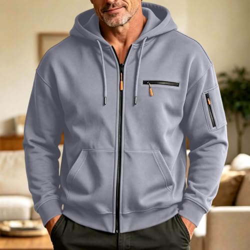 fartey Mens Zip up Hoodies Drawstring Long Sleeve Sweatshirt with Pockets - image 3
