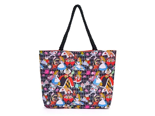 Disney Sacola Alice no País das Maravilhas Queen Hearts Cheshire Cat Mad Hatter Print Bag, Alice no País das Maravilhas