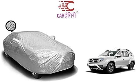 Carigiri Featherlite Metallic Silver Waterproof Car Body Cover for Renault Duster with Soft Cotton Lining (with Mirror Pocket, Triple Stiched, Fully Elastic, Metallic Silver,Elegant,Durable )