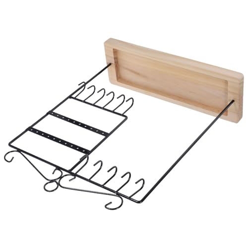 Uonlytech Présentoir à Bijoux Fer Avec Coupelle Bois Pour Boucles Oreilles Et Colliers Organisateur De Table