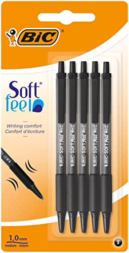 Bic Soft Feel Kugelschreiber, 5 Stück, Farbe schwarz