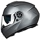 ILM Motorradhelm Klapphelm Integralhelm Doppelvisier ECE22.06 Modell 159,Grau,L