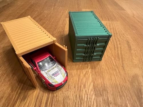 Image of FuOnXen Container for 1 /64 Scale Matchbox Cars, 2 Pack Shipping Container Model, Green, Black, Grey, Blue, Yellow, White, Red Available