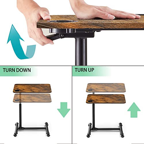 Ethu Overbed Table With Wheels, Upgrade Adjustable Hospital Bed Table, Rolling Tray Table, Overbed Bedside Rolling Laptop Table For Home & Medical #TOP3