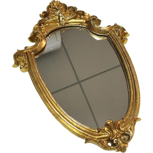 Ciieeo Espejo Colgante Decorativo 23X30 CM Marco de Dorado Envejecido, Espejo de Tocador para Dormitorio y Decoración de Hogar en Sala de Estar