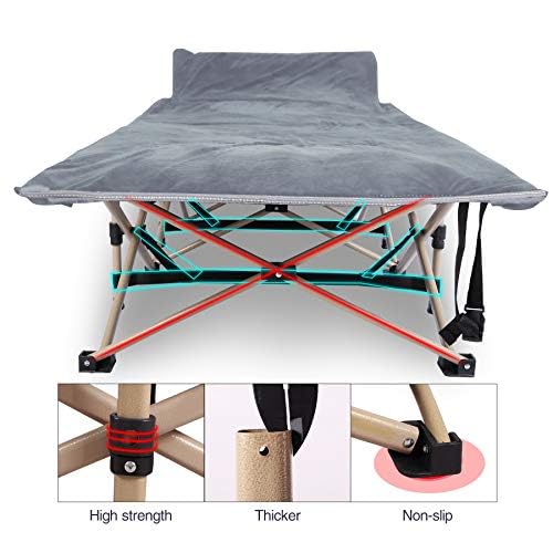 Image of REDCAMP Camping Cot for Adults,Sleeping Cot Bed with Pad, Travel Camp Cots Portable for Outdoor Home Office,Gray
