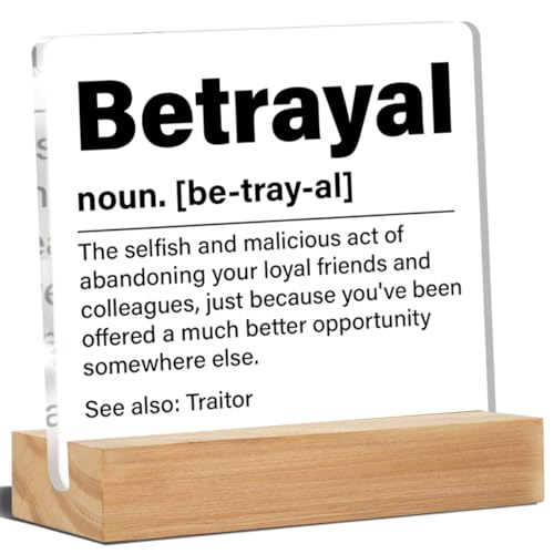 Zeadsacu Coworker Betrayal Acrylic Desk Sign with Stand