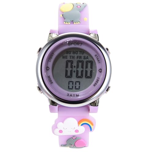 3D Cartoon Silicon Strap Design with 7 Colorful LEDs Digital Display,Learning Time Kids Watch,Gift Watch