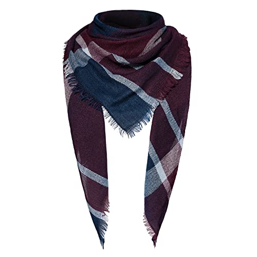 Zando Women's Fashion Warm Scarves Classic Tassel Plaid Scarf Winter Fall Blanket Large Cozy Triangle Scarf Wrap Shawl
