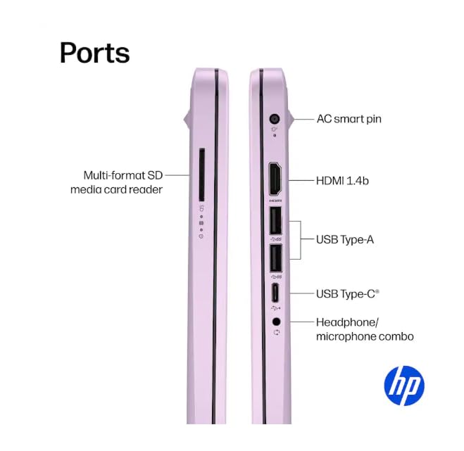Image of HP 14 inch HD Business & Student Laptop Computer with 1-Year Office 365, Quad-Core Intel Processor, Windows 11 Laptop 4GB RAM 128GB UFS, NLY Earphones, Honey Lavender