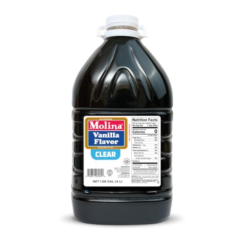 Molina Clear Vanilla Extract, 1 Gallon (135.3 oz) Perfect for Baking, Enhances Flavor Without Altering Dessert Color, High-Quality Vanilla Flavoring for Cakes, Cookies, and Pastries - (Packaging may vary)