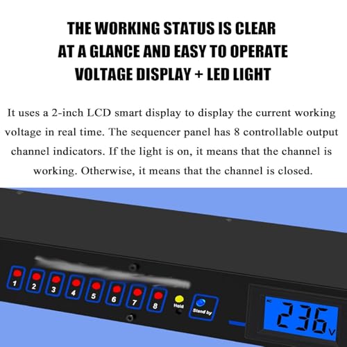 Ecualizador de audio para hogar McbeAn, ecualizador estéreo, salida de potencia de 8 canales, pantalla LCD de nivel de frecuencia en tiempo real, conmutador de tiempo hacia adelante y hacia atrás, para estaciones DJ y otros instrumentos musicales miniatura 5
