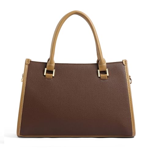 Image of EXOTIC Premium Orlina Duotone Structured Tote Bag for Women | PU Leather Handbag | 2 Compartments with Center Zip | Detachable Sling Strap | Office & Daily Use