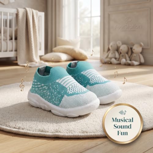 Image of Infant Shoes for Baby Boys & Girls | Musical Sound Walking Shoes | First Walker Shoes for Toddlers | Lightweight Breathable Knit Sneakers | Soft Sole Comfortable Slip On Shoes for Newborns, Babies & Kids