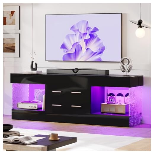Bestier Modern TV Stand with LED Lighting