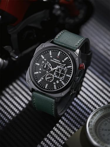 Image of French Connection Chronexis Black Dial Chronograph Watch for Men - FCB19BNL