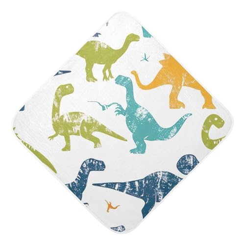 PaChyLuu Cute Dinosaur Baby Hooded Towel Soft Cotton Baby Towels Ultra Absorbent Bath Towel for Babies Boys Girls, 35x35 Inch