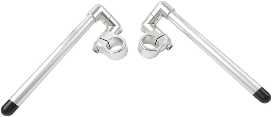 Cnthan7 1 Pair Cafe Racer Bars Handlebar Fork Tube Aluminum Silver 37mm Universal for motorcycles with 31mm~58mm fork tube