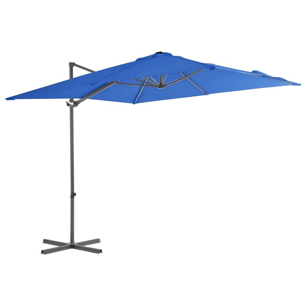 Vidaxl Blue Cantilever Garden Parasol With Steel Pole, Outdoor Umbrella For Balcony Terrace, Sunshade For Table, Patio Canopy, Sun Shelter, Azure
