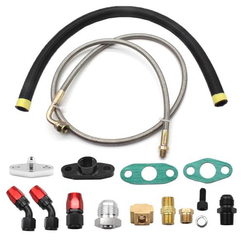 Turbocharger Oil Feed and Drain Return Line Kit for T3 T4 GT35 T70 T66 T61 T60 T04E