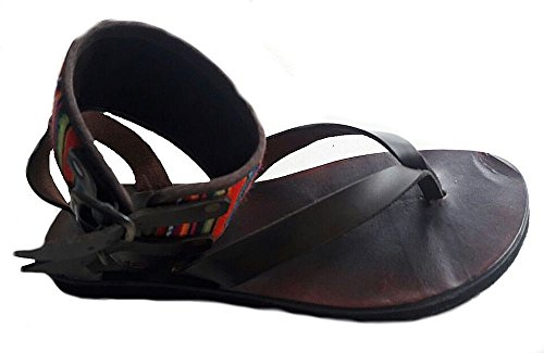 Sandales plates en cuir marron pour femme chic avec attache Mantastoff colorée