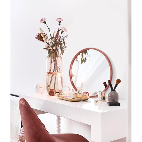 Image of AOAOPQ Round Framed Mirror for Wall Mounted Makeup Red Brushed Rounded Corner Small Mirror Metal Frame Mirrors for Vanity Home Bedroom Living Room Entrance Porch