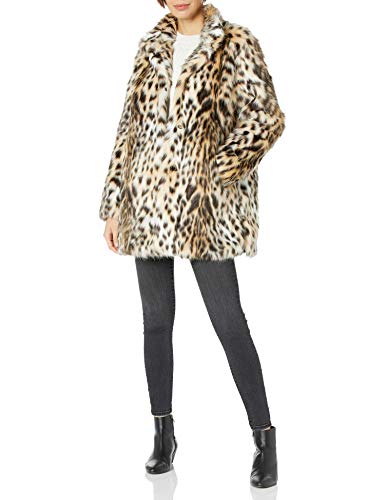 RACHEL Rachel Roy Women's Plus Size Faux Fur Mid Length Coat, Leopard, 2X