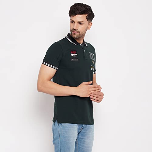 Image of Duke Stardust Men Polo Neck Half Sleeve Cotton T-Shirt (LF5855 Bottle Green XL)