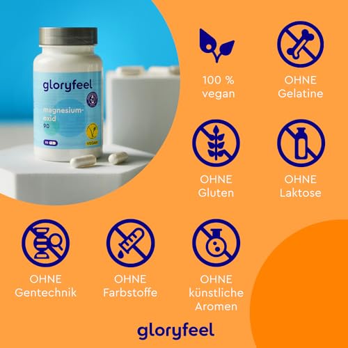 Magnesium - Hoch bioverfügbar aus Magnesiumoxid - 90 Kapseln - Praktisch für Unterwegs (3 Monate Vorrat) - Für Muskeln, Knochen & Zähne* - Reines Magnesiumoxid aus dem toten Meer - Vegan, laborgeprüft