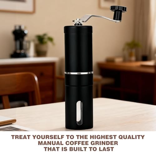 Manual Coffee Grinder, Portable Hand Coffee Grinder, Drip Coffee, Espresso, French Press, Turkish Brew, for Travel, Camping, Office, Pour-Over and More BC-318-Black — view 5