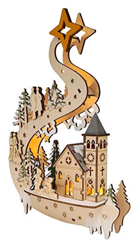 Wichtelstube-Kollektion LED Fensterbilder Weihnachten Holz beleuchtet inkl. Timer Schwibbogen Weihnachten