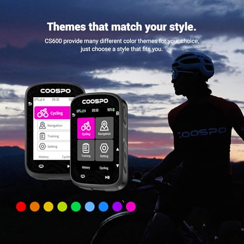 COOSPO Color Touchscreen GPS Bike Computer CS600, Wireless IPX7 Waterproof Cycling GPS Speedometer with Bluetooth/ANT+, Backlight Route Navigation, Support Bike Radar & 36H Battery Life - Thumbnail 7