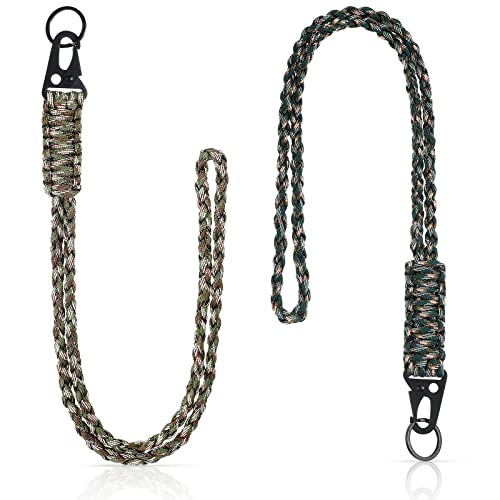 2 Set Heavy Duty Paracord Lanyard 550 Braided, Army Green, Camouflage
