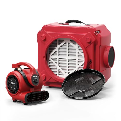 Image of Alorair 2024 New Air Mover Bundle Deal: 600 CFM Air Mover & Stackable 550 CFM Negative Air Scrubber for Indoor Air Quality & Water Damage Restoration (1* GF600A Air Mover, 1*HEPA 550 Air Scrubber)