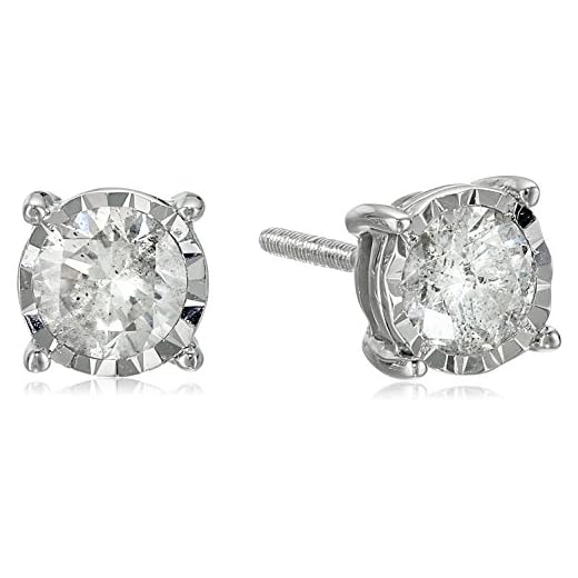 14k Round Diamond White Gold Miracle Stud Earrings (3/4cttw, J-K Color, I2-I3 Clarity)