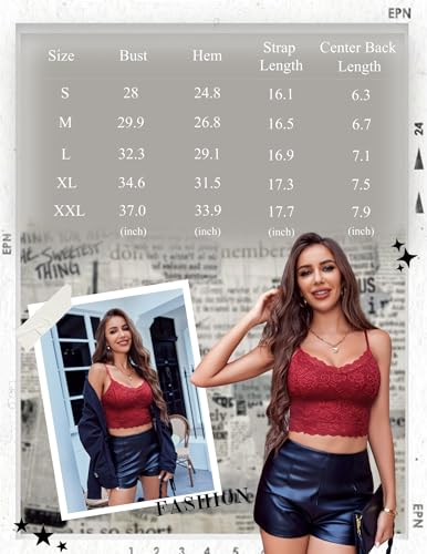Image of Avidlove Lace Bralette for Women Spaghetti Strap Tank Top V Neck Slim Basic Camisoles