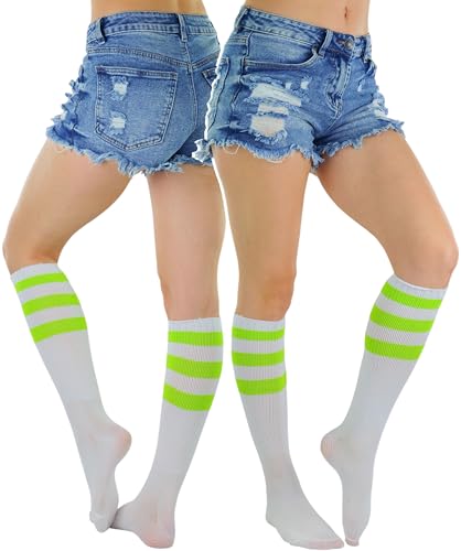 Image of ToBeInStyle Women's Premium Below Knee Athletic Socks w /Contrasting Wide Stripes