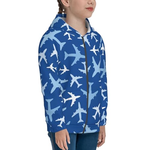 Airplanes in the Sky Kid Hoodies Boys Zip Up Sweatshirts Girls Pullover with Pocket4