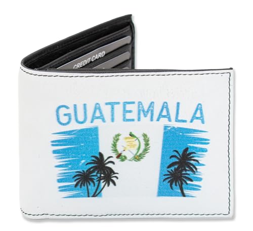 Generic Guatemala Flag Coat of arms Men printed Wallet Real Leather Wallet Cartera Bandera Guatemala, White