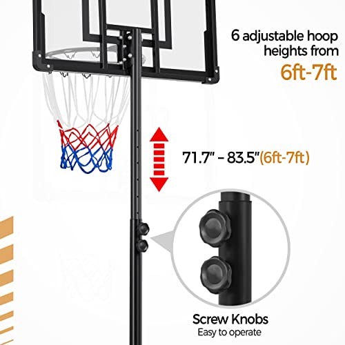 Yaheetech Portable Basketball Hoop System Basketball Goals Set Freestanding Basketball Stand 32'' Pvc Backboard System 7.4Ft-8.4Ft Height With Wheels For Indoor/Outdoor Sports #TOP6