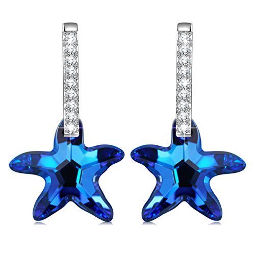 Kate Lynn Earrings for Women Sea Star Drop Dangle Earrings Crystals Stud Earrings for Girls with Exquisite jewelry Box