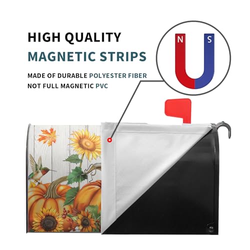 Image of Fall Mailbox Covers Magnetic Large Size 25.5 inchx21 inch Autumn Sunflower Pumpkins Mailbox Wraps Fall Magnetic Mail Box Cover Outdoor Decorations Post Letter Box Cover for Home Yard Garden