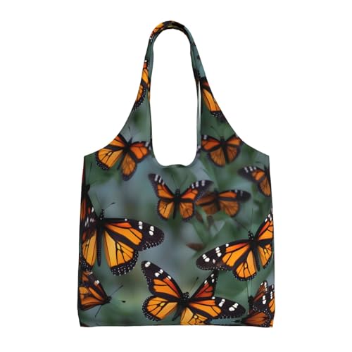 Sac en coton noir avec motif papillon pour le shopping et les cours des étudiantes