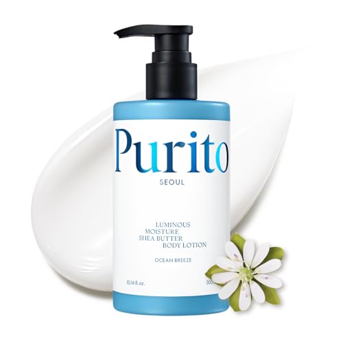 PURITO Luminous Moisture Shea Butter Body Lotion Ocean Breeze, Shea Butter, Gentle on Skin, Moisturizing, Dry Skin, Pump Bottle, K-Beauty, 300ml / 10.14 fl. oz.