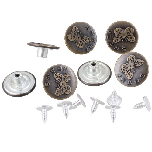 Metal Butterfly Pattern Denim Jacket Jeans Tack Buttons 7 Pcs