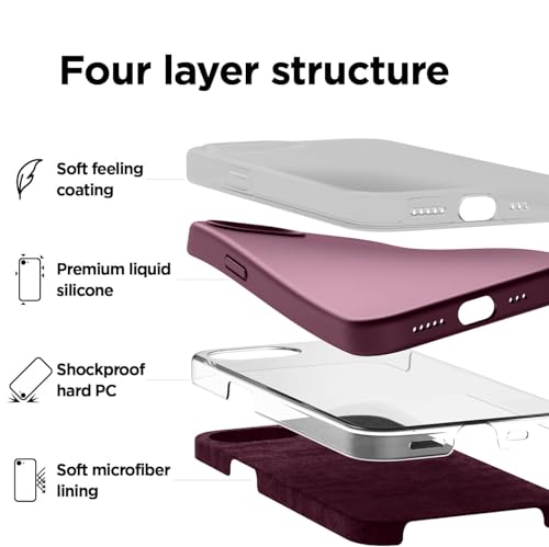 Image of DIZORO Compatible with iPhone 17e / iPhone 16e Case 6.1 inch Liquid Silicone 3 Layers Full Covered Soft Gel Rubber Phone Case,Shockproof Protective Cover with Anti-Scratch Microfiber Lining-Wine Red