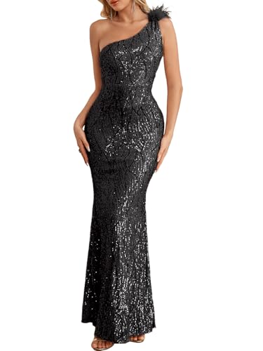 open lace back dress Sequin Cowl One Shoulder Maxi Dress - Gold main image 0