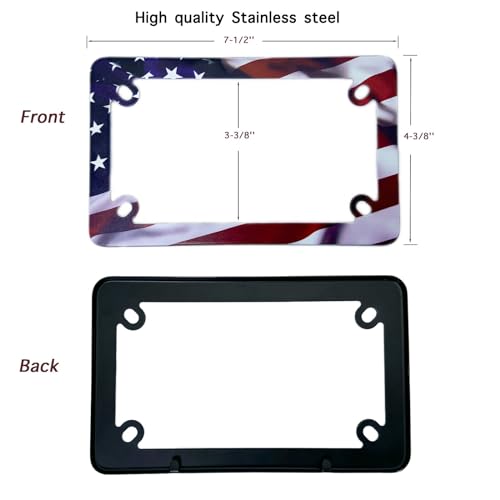Image of FOTN FTON Stainless Steel Motorcycle License Plate Frame Compatible with Harley,Yamaha - Timeproof Motorcycle Tag Frame (Black & red)