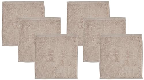 無印良品 ふっくらパイルハンドタオルループ付き・ピンクベージュ 6枚組 34×35cm やわらか 83429461