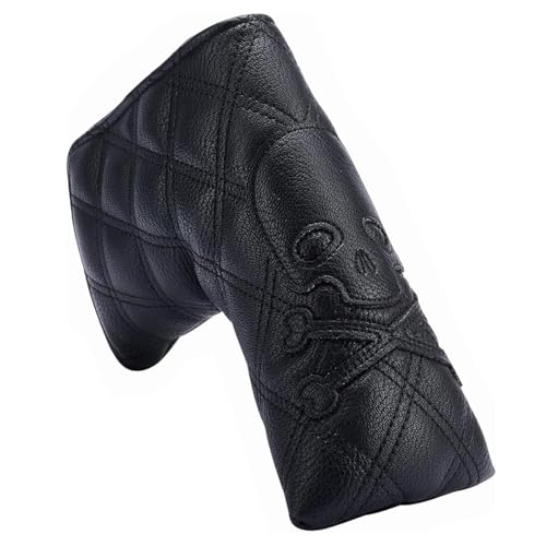 Premium Black Blade Golf Putter Club Headcover Skull and Crossbones Magneitc Closure Golf Head Cover